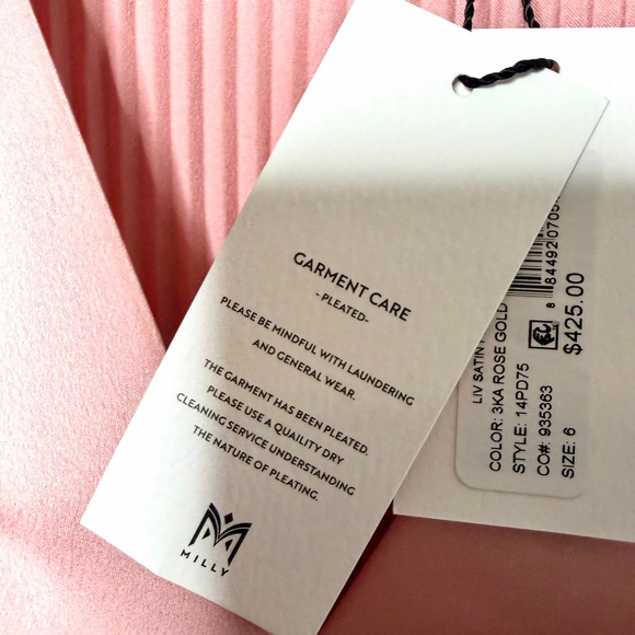 NEW with tags Women's Milly Pink Liv Satin Pleated Mini Dress Size 6 - Picture 6 of 8
